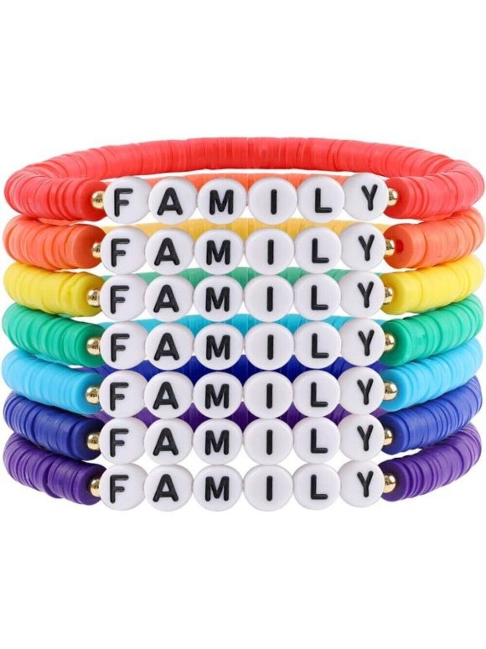 Rainbow Heishi Bracelets Set Clay Beaded Stretch Stackable Surfer Beach Boho